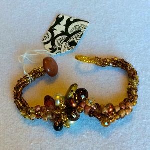 FINAL SALE PRICE CL Designs Unique Embellished Bracelet in Brn/Gld